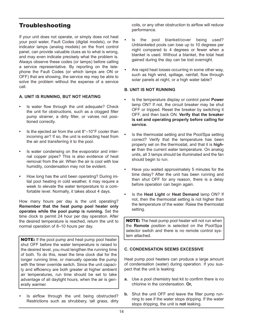 Energy Tech Laboratories 5310, 8320, 6310 operating instructions Troubleshooting, Unit is RUNNING, but not Heating 