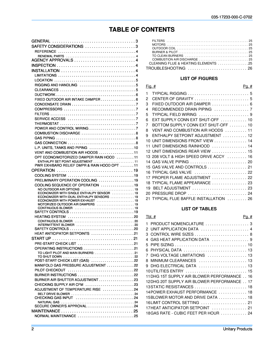 Energy Tech Laboratories DHG240, DHG180 installation instructions Table Of Contents, List Of Figures, List Of Tables 