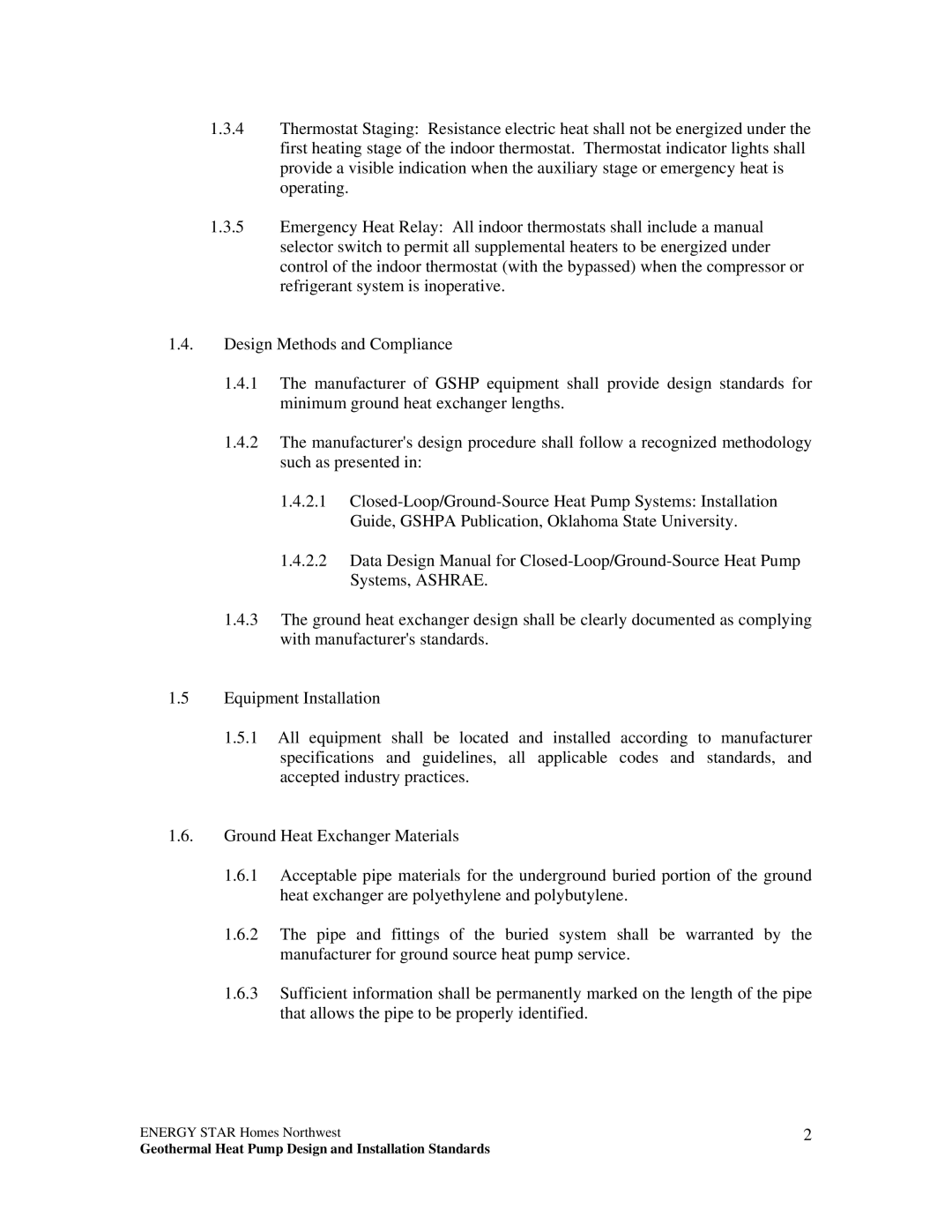 Energy Tech Laboratories Homes Northwest manual Geothermal Heat Pump Design and Installation Standards 