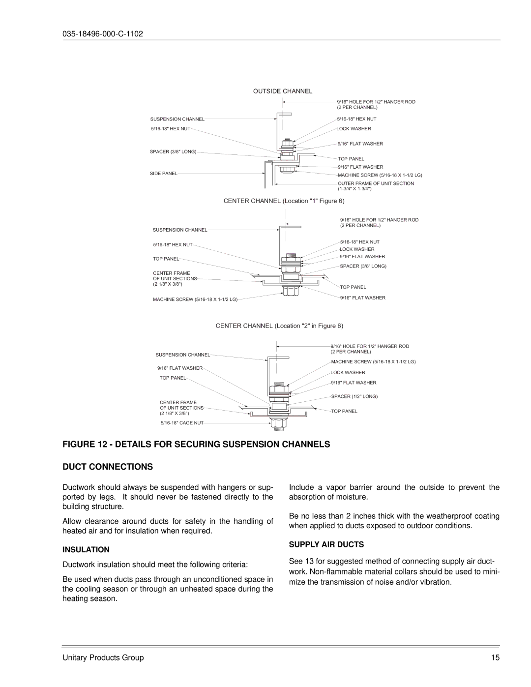 Energy Tech Laboratories LB600, LB480, LB360, LB300 installation manual Insulation, Supply AIR Ducts 