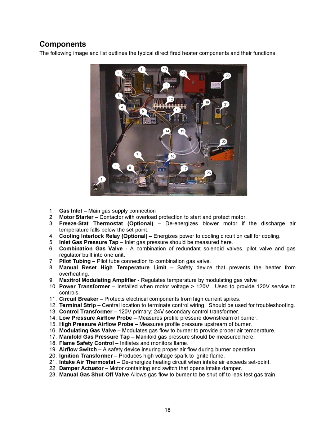 Energy Tech Laboratories Modular Direct Fired Heaters manual Components 