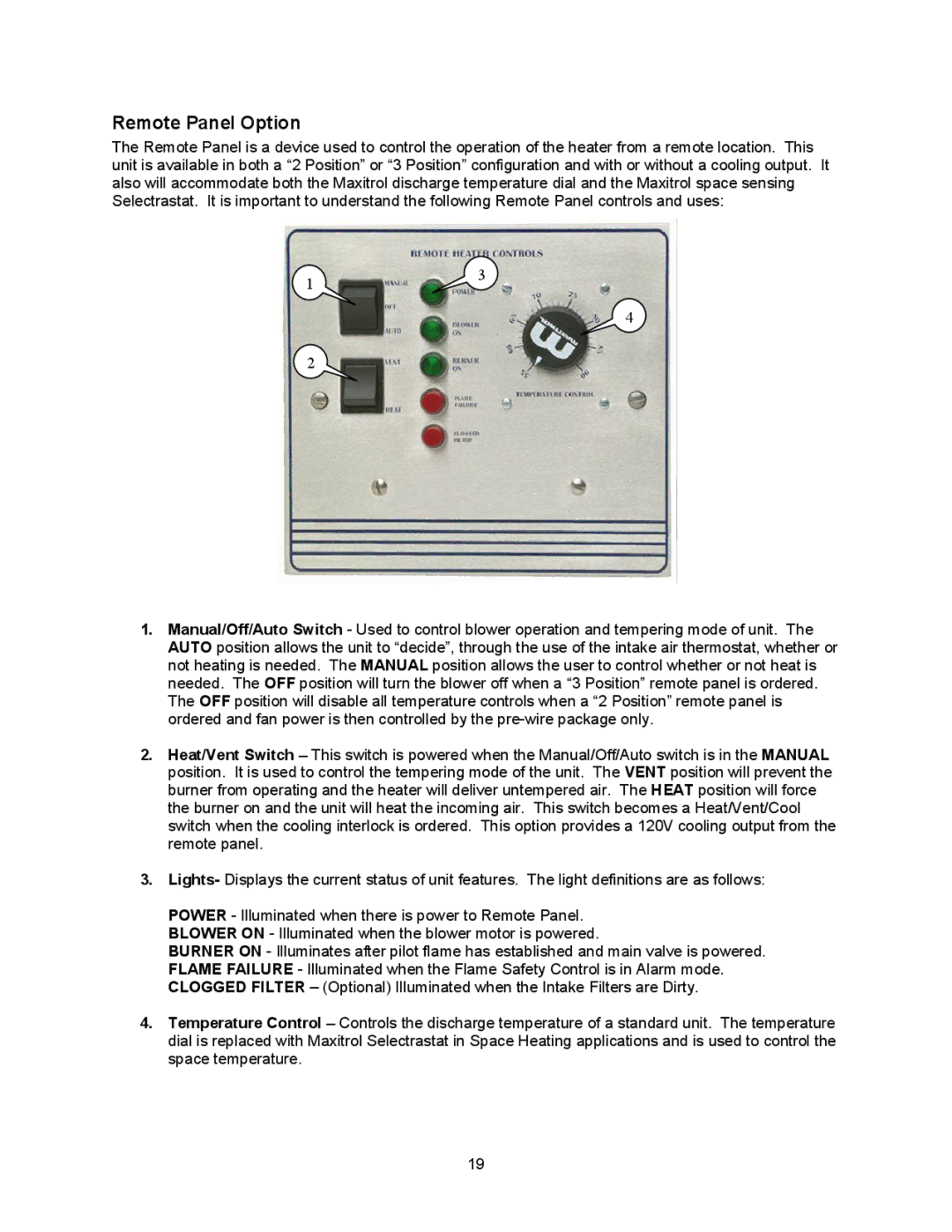 Energy Tech Laboratories Modular Direct Fired Heaters manual Remote Panel Option 