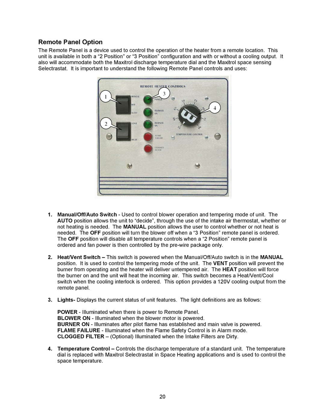 Energy Tech Laboratories MR212 manual Remote Panel Option 