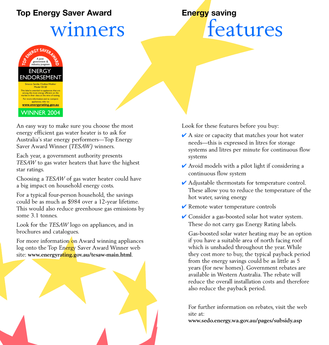 Energy Tech Laboratories SS120 brochure Winners, Features, Top Energy Saver Award, Energy saving 