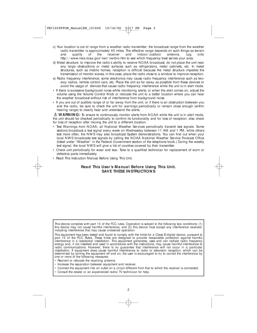 Energy Tech Laboratories VEC1029FPOB user manual Read This User’s Manual Before Using This Unit 