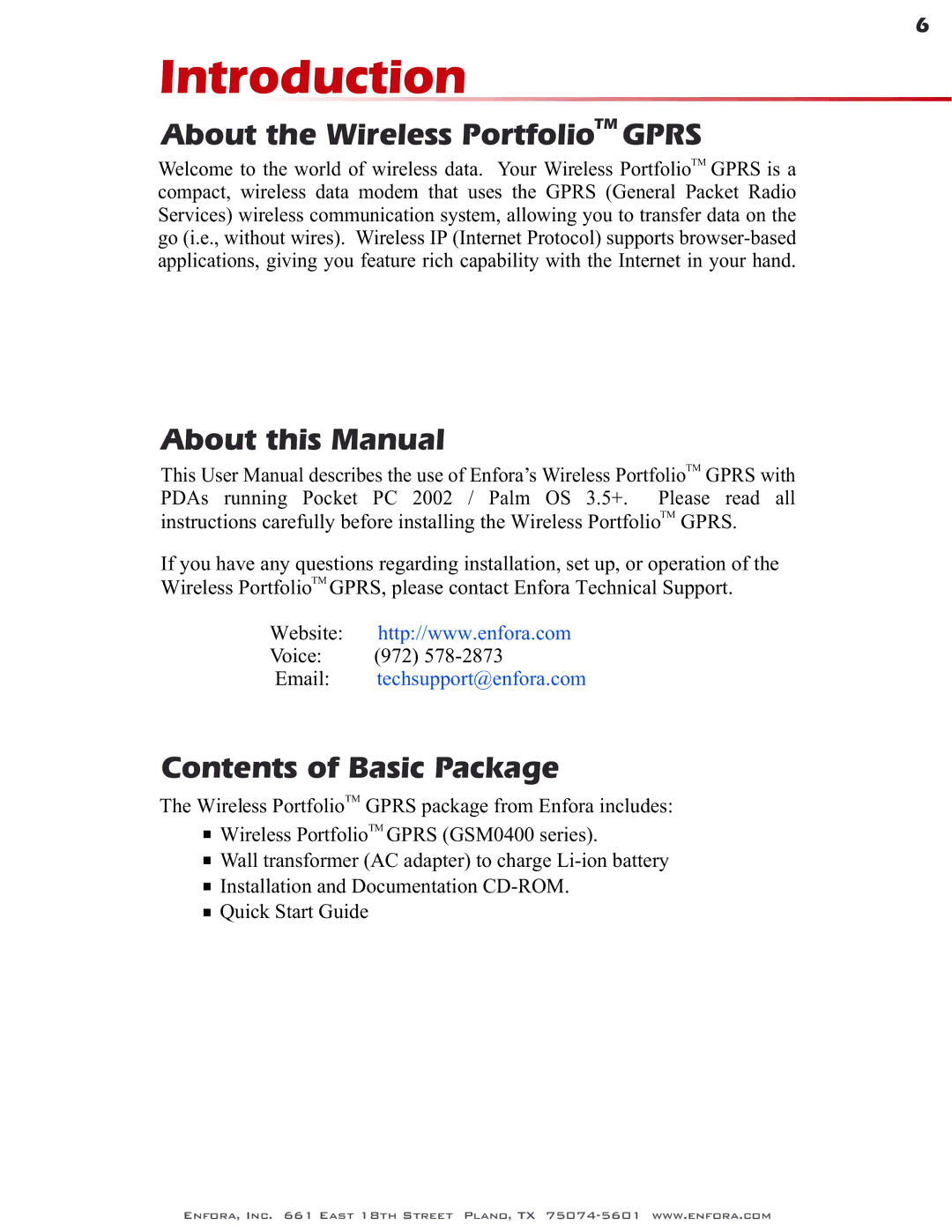 Enfora GSM0400 user manual Introduction, About the Wireless PortfolioTM Gprs 