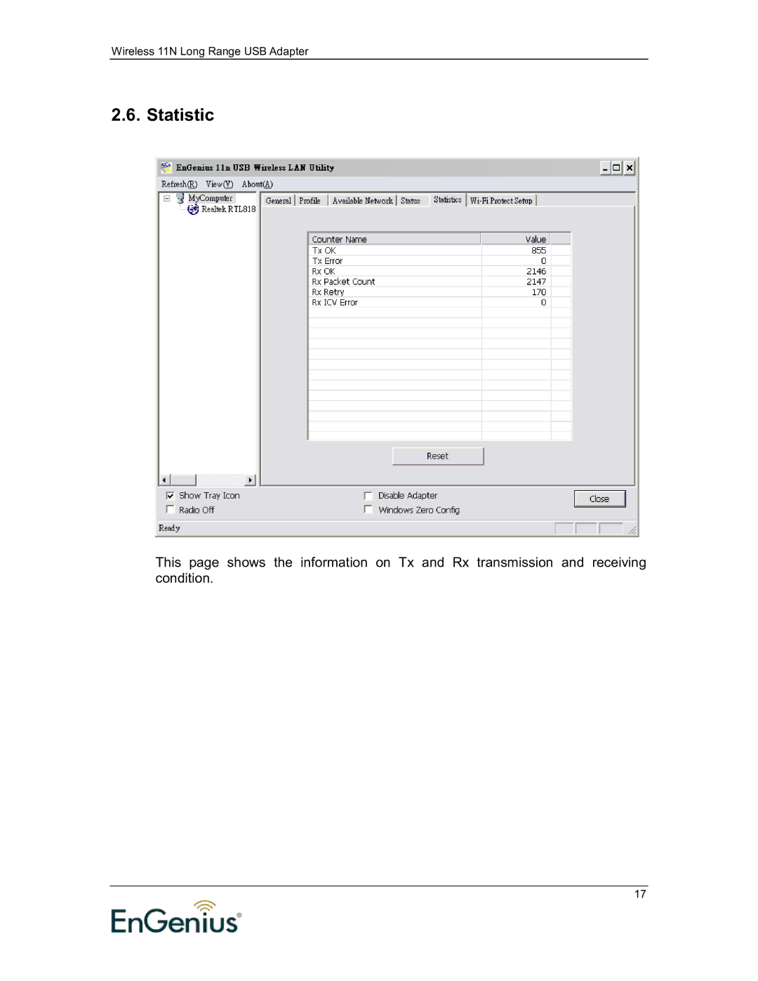 EnGenius Technologies 11N user manual Statistic 