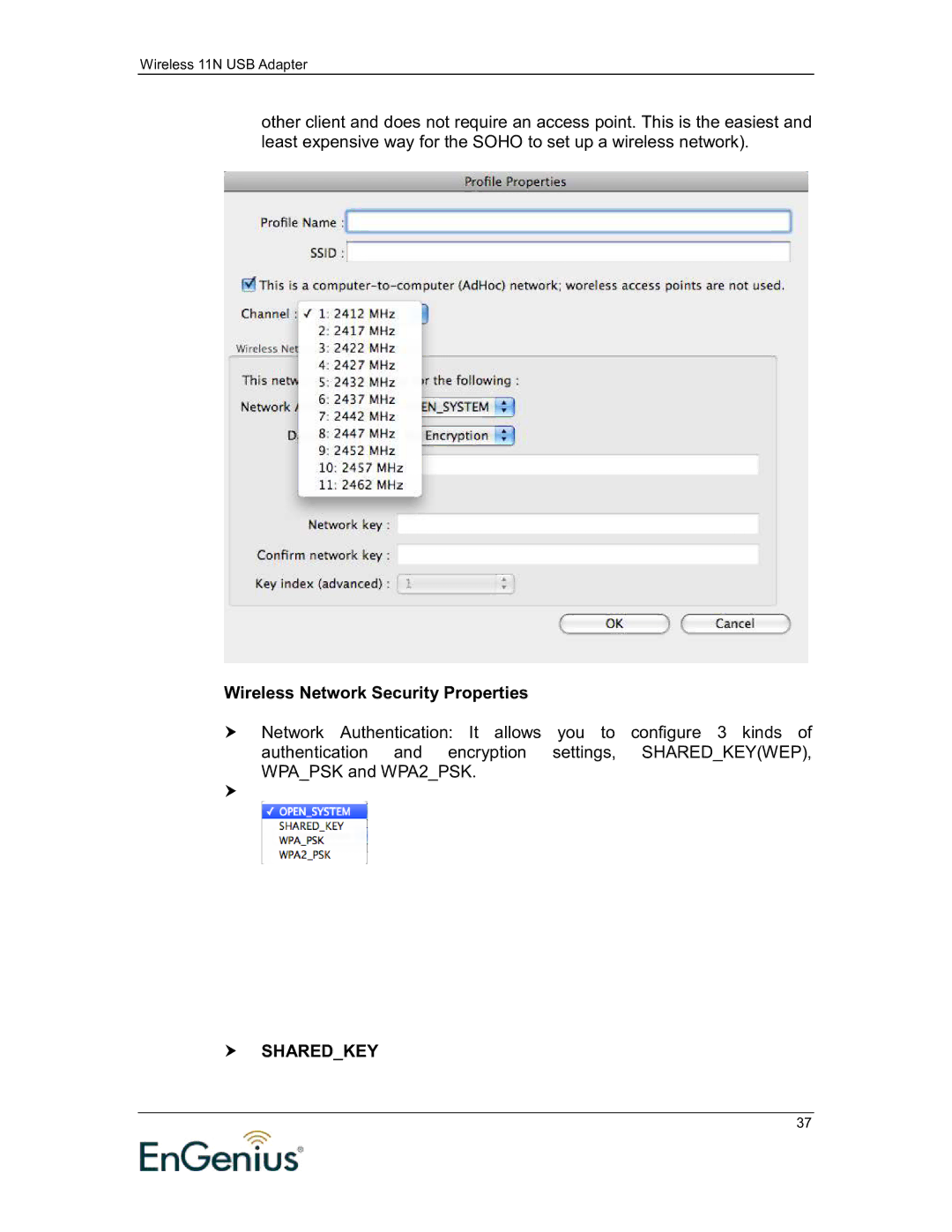 EnGenius Technologies 11N user manual Sharedkey 