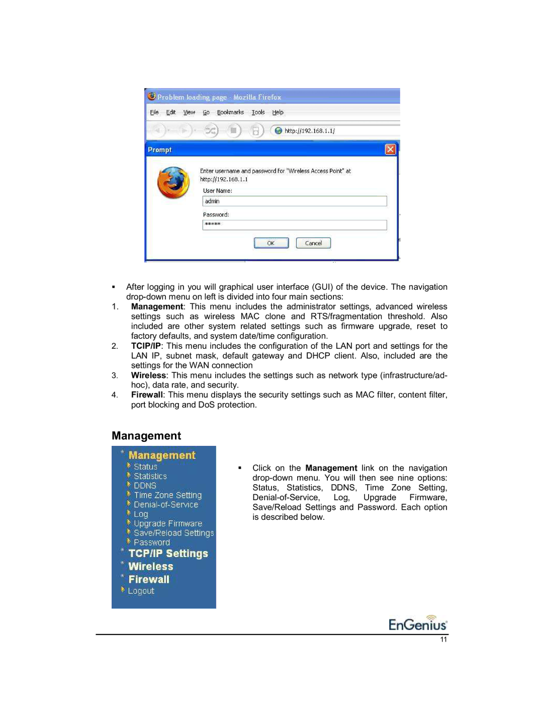 EnGenius Technologies 1.2 user manual Management 