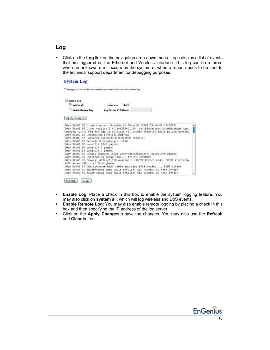 EnGenius Technologies 1.2 user manual Log 