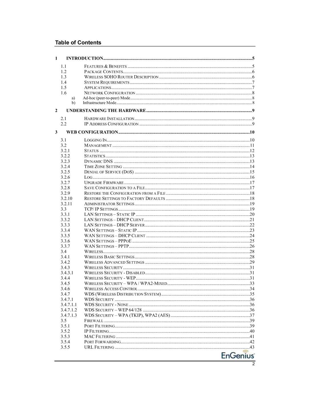 EnGenius Technologies 1.2 user manual Table of Contents 