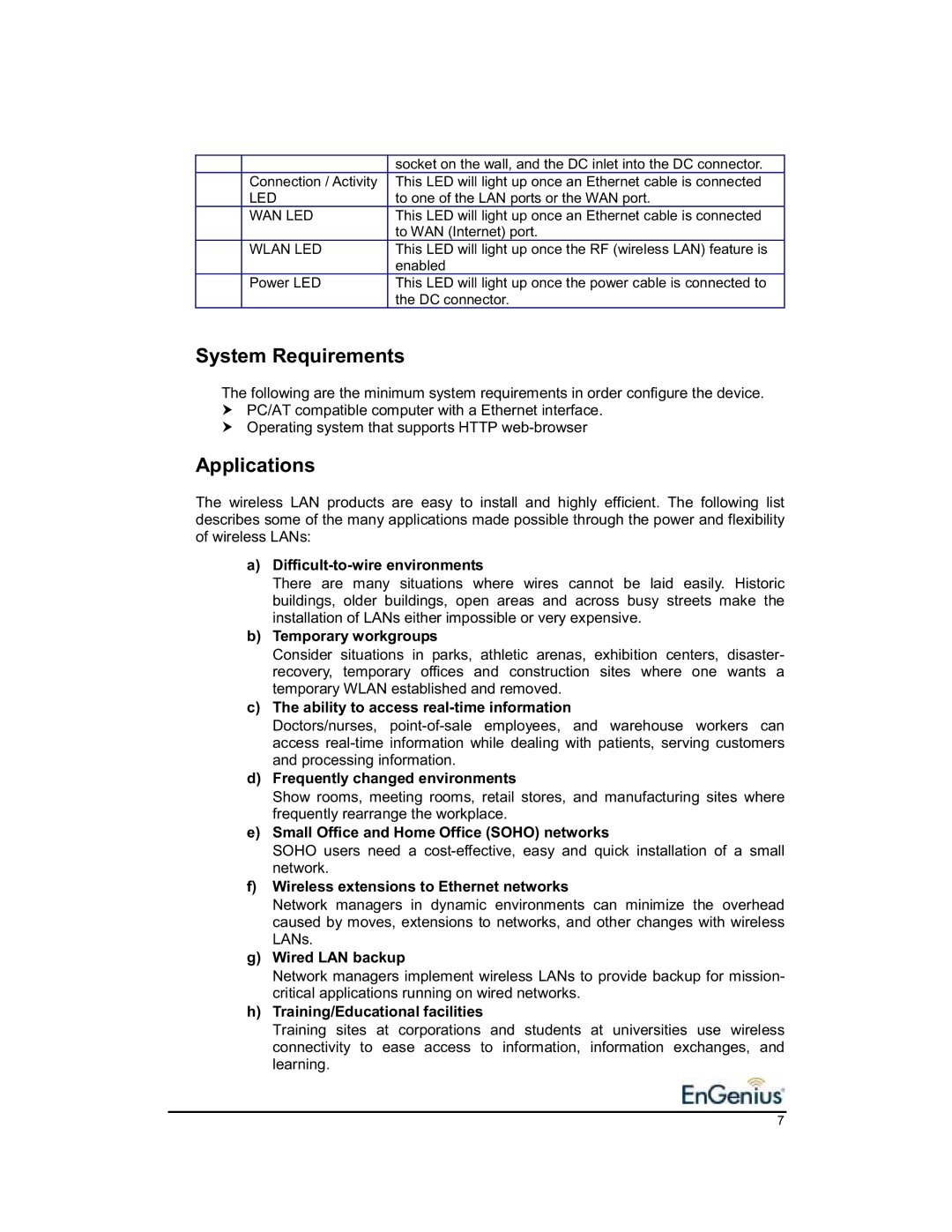 EnGenius Technologies 1.2 user manual System Requirements, Applications 