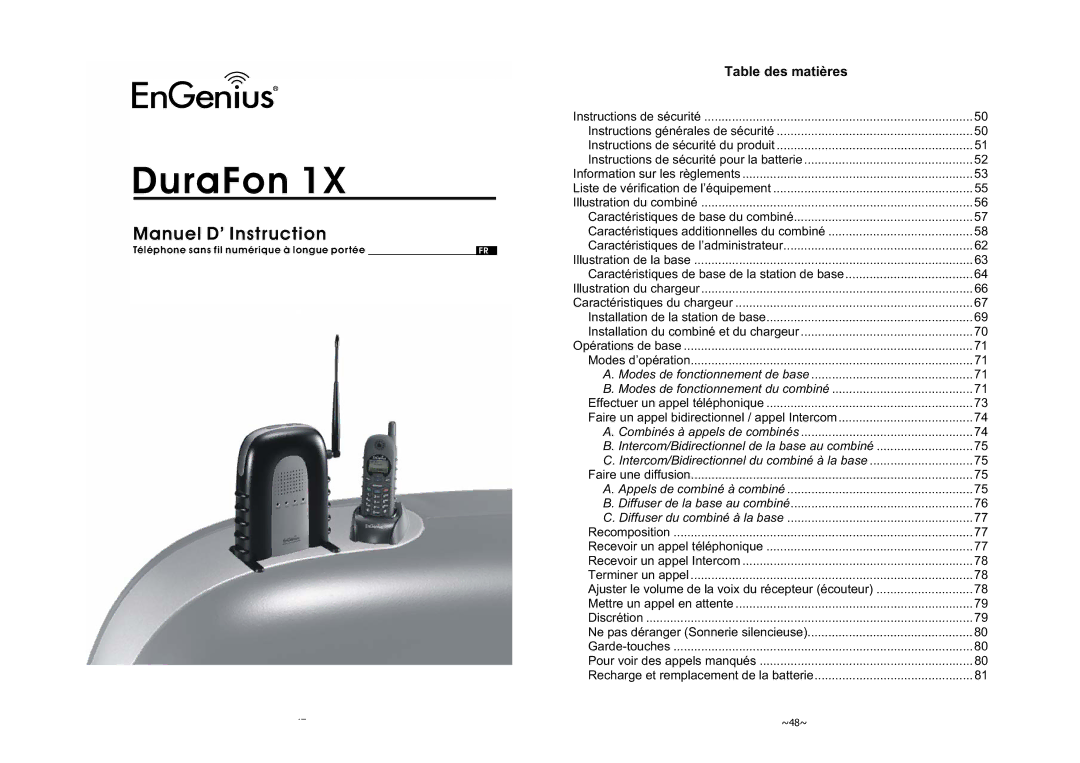 EnGenius Technologies 1X Ajuster le volume de la voix du récepteur écouteur, Effectuer un appel téléphonique 