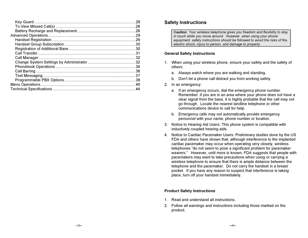 EnGenius Technologies DURAFON-1X manual General Safety Instructions, Product Safety Instructions 