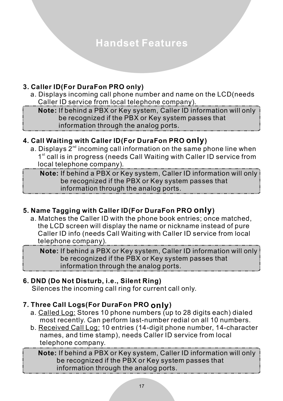 EnGenius Technologies DURAWALKIE Call Waiting with Caller IDFor DuraFon PRO only, Three Call LogsFor DuraFon PRO only 