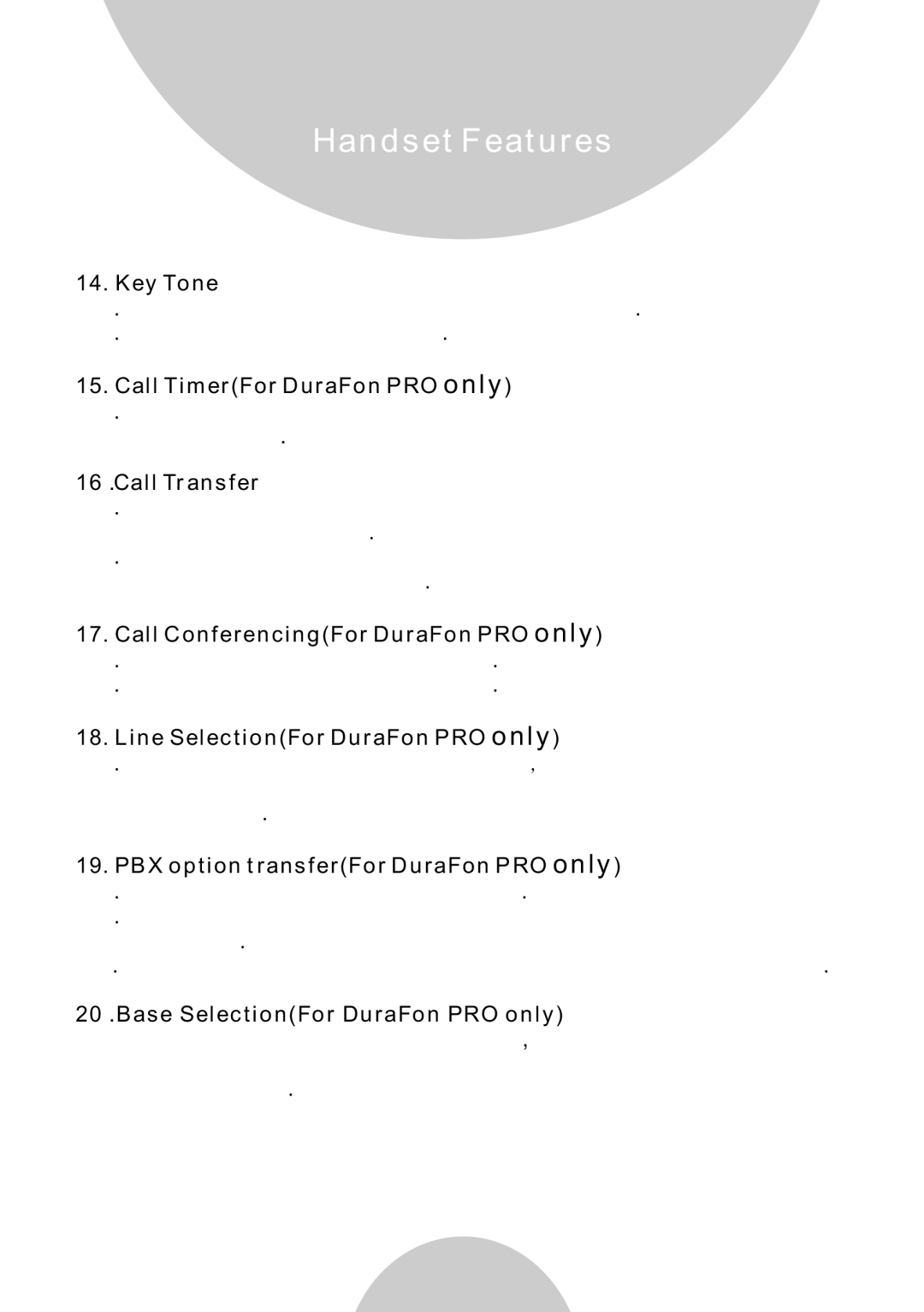 EnGenius Technologies DURAWALKIE user manual Key Tone, Call TimerFor DuraFon PRO only, Call Transfer 