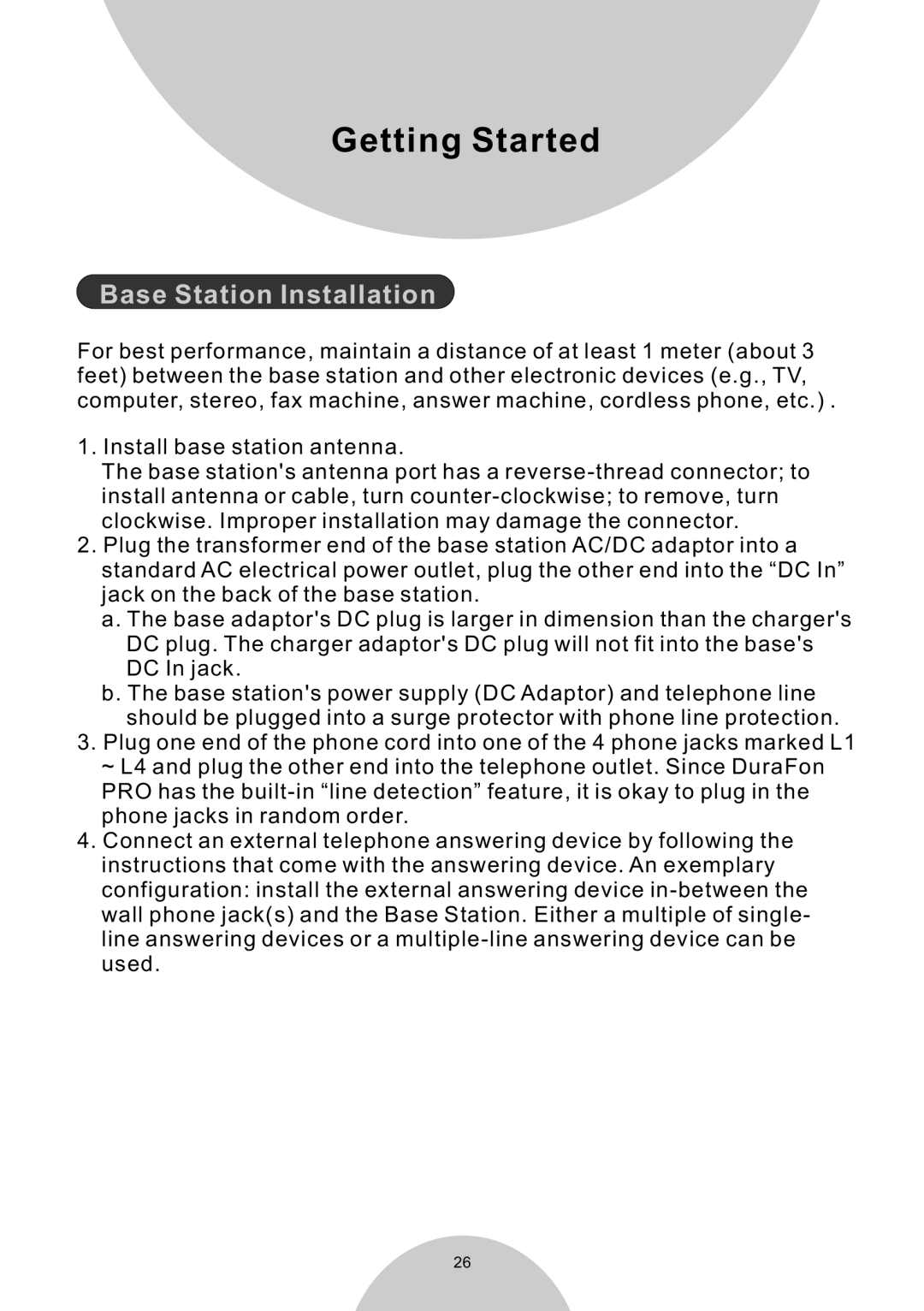 EnGenius Technologies DURAWALKIE user manual Getting Started, Base Station Installation 