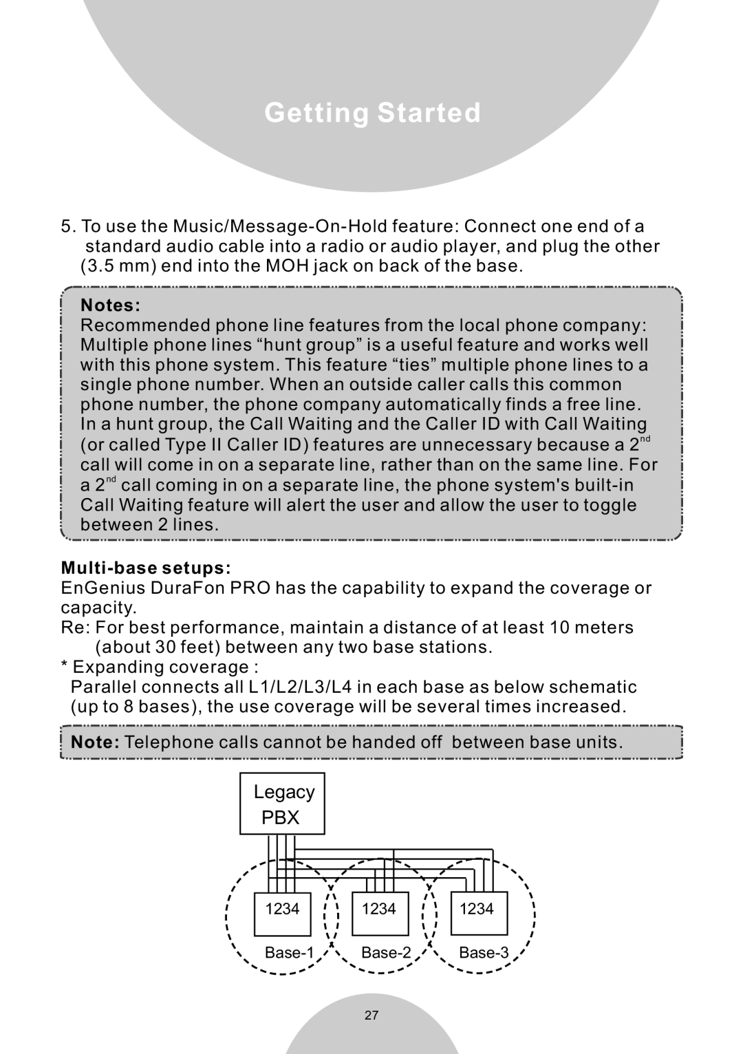 EnGenius Technologies DURAWALKIE user manual Getting Started, Multi-base setups 