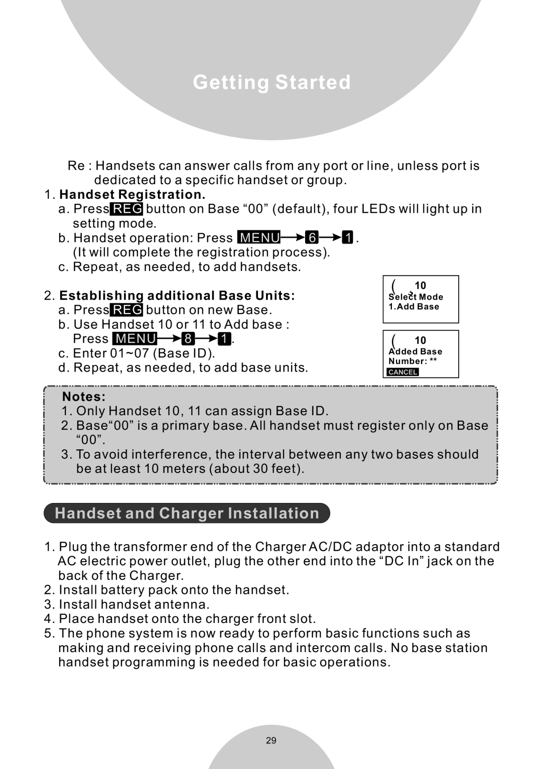 EnGenius Technologies DURAWALKIE user manual Handset and Charger Installation, Handset Registration 