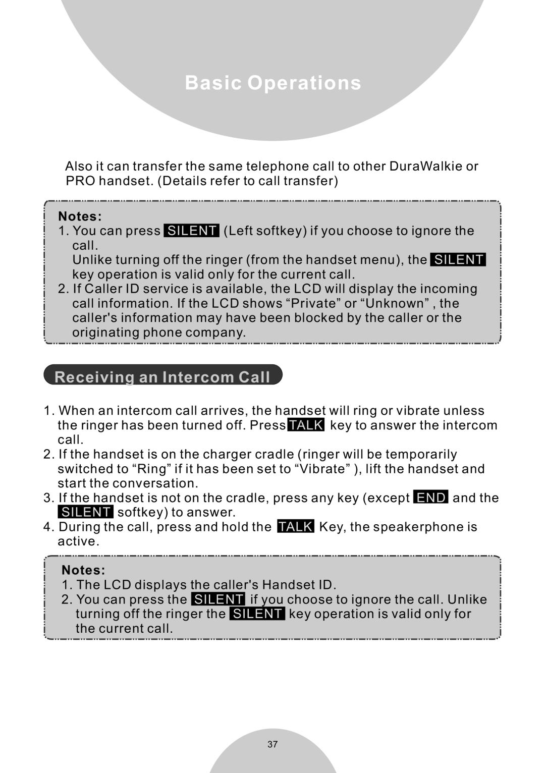 EnGenius Technologies DURAWALKIE user manual Receiving an Intercom Call 