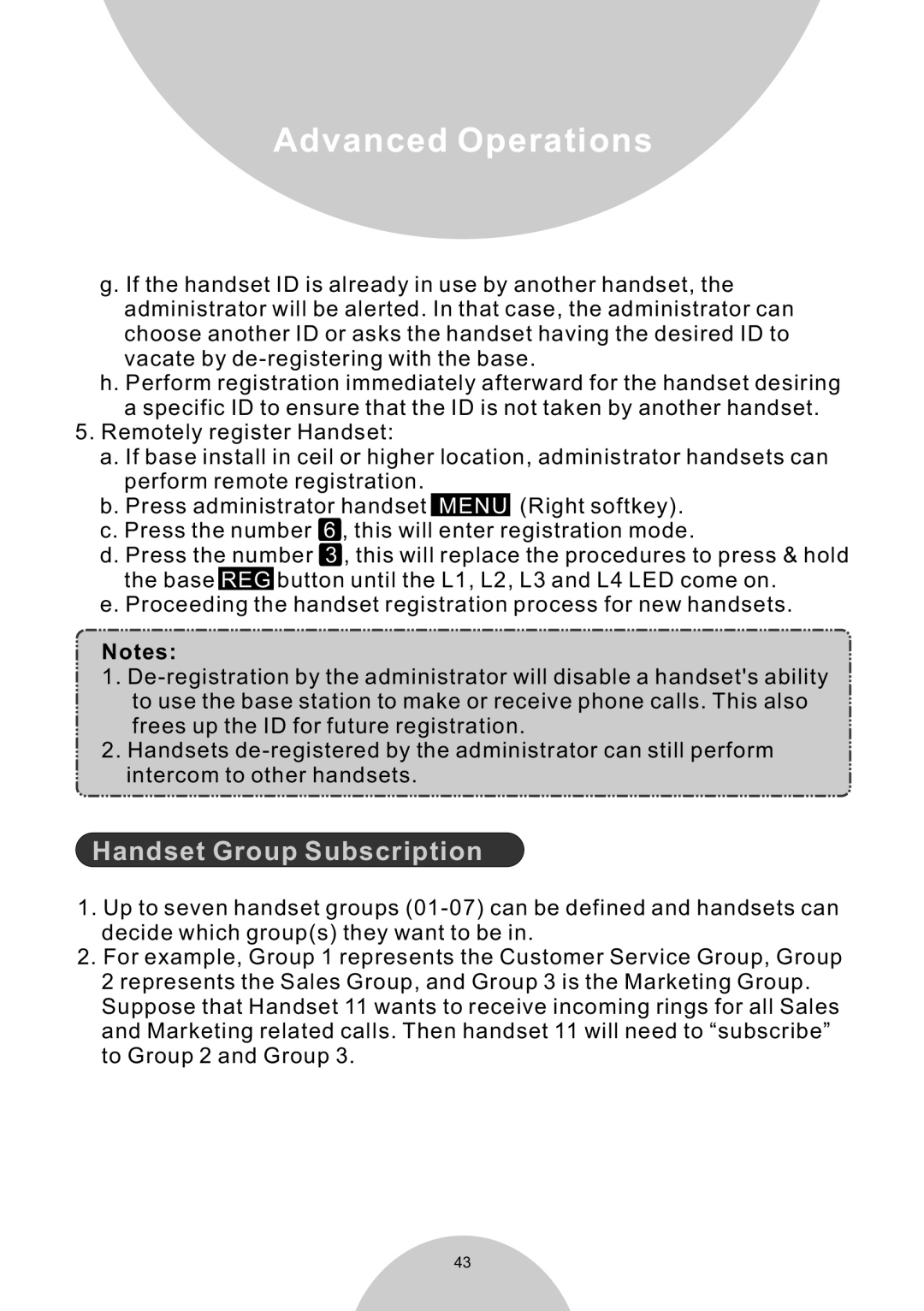 EnGenius Technologies DURAWALKIE user manual Handset Group Subscription 