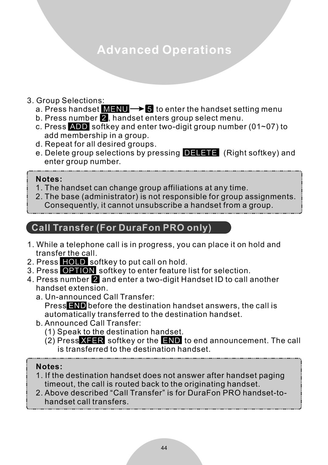 EnGenius Technologies DURAWALKIE user manual Call Transfer For DuraFon PRO only 