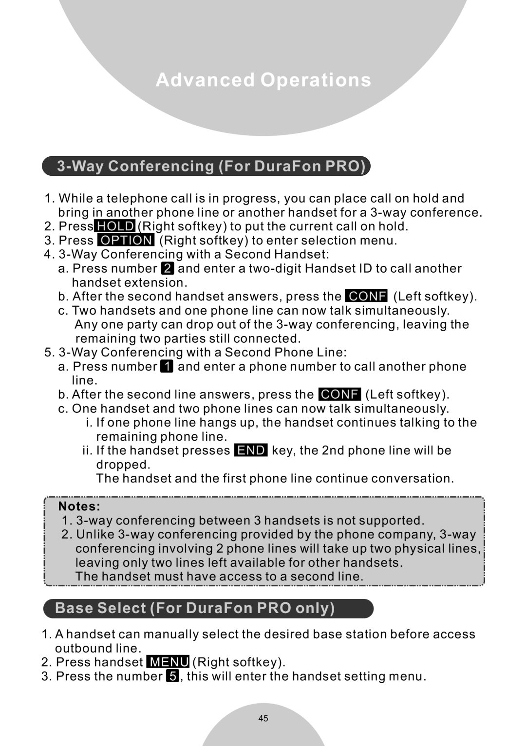 EnGenius Technologies DURAWALKIE user manual Way Conferencing For DuraFon PRO, Base Select For DuraFon PRO only 