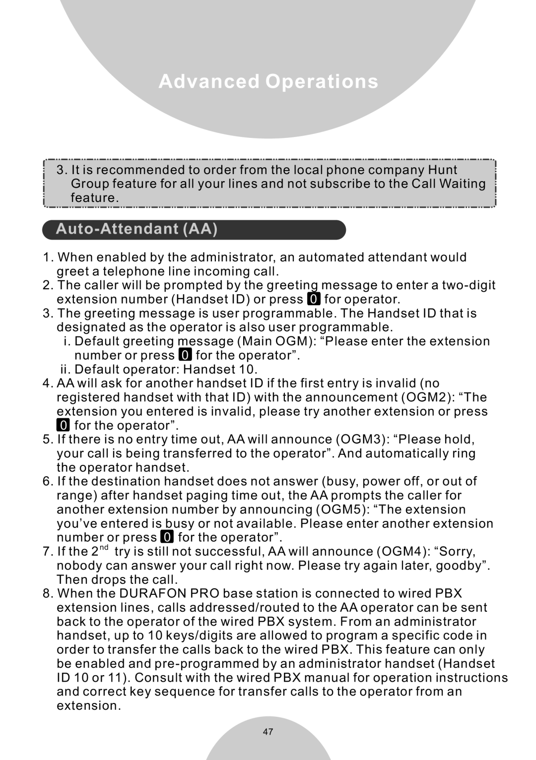 EnGenius Technologies DURAWALKIE user manual Auto-Attendant AA 