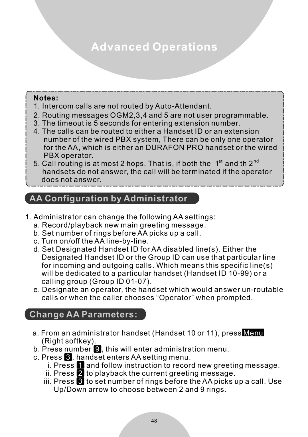 EnGenius Technologies DURAWALKIE user manual AA Configuration by Administrator, Change AA Parameters 