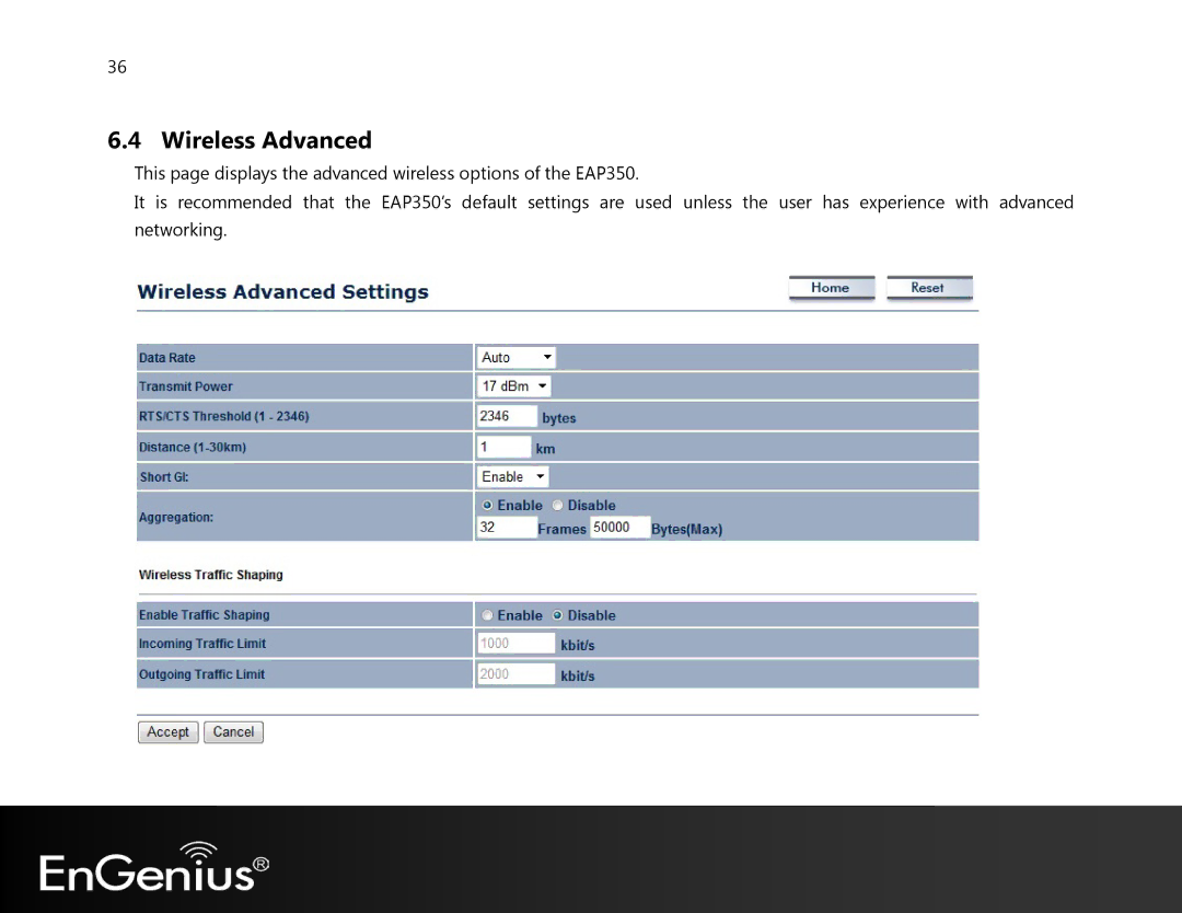 EnGenius Technologies EAP350 manual Wireless Advanced 