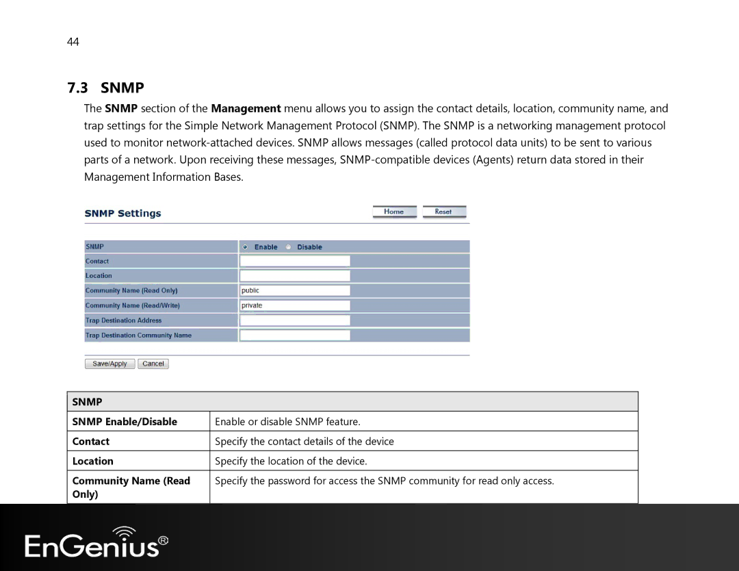 EnGenius Technologies EAP350 manual Snmp 