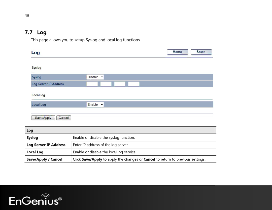 EnGenius Technologies EAP350 manual Log 