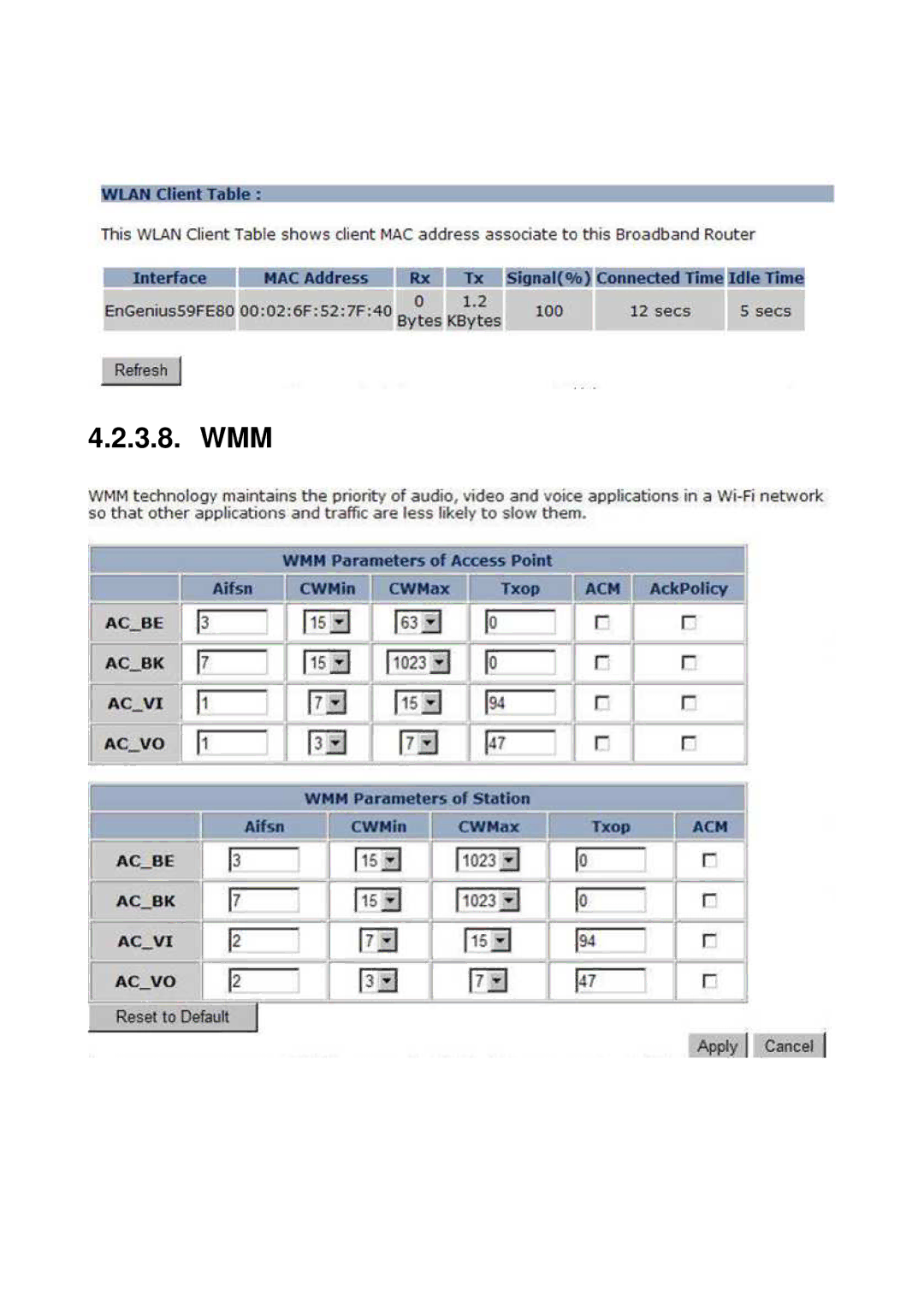 EnGenius Technologies EAP9550 manual Wmm 