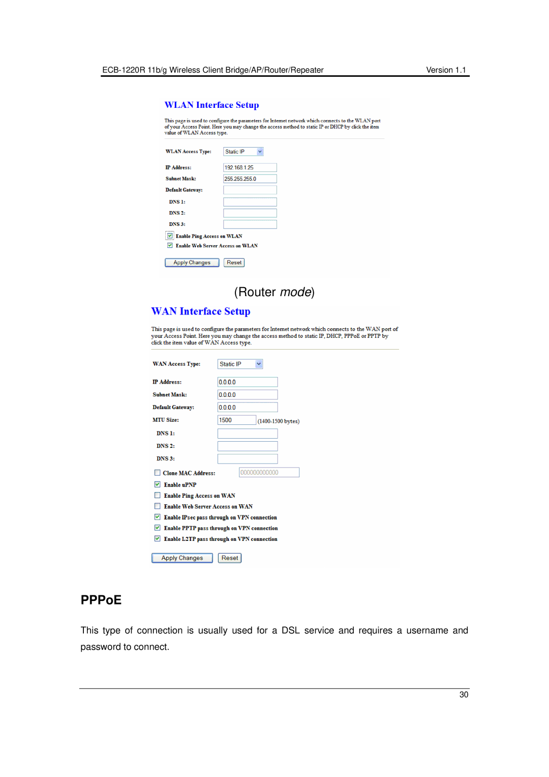 EnGenius Technologies ECB-1220R user manual PPPoE 