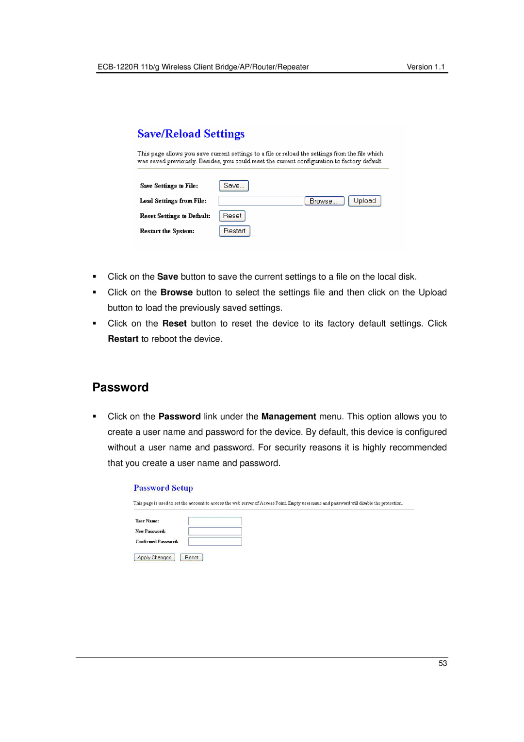 EnGenius Technologies ECB-1220R user manual Password 