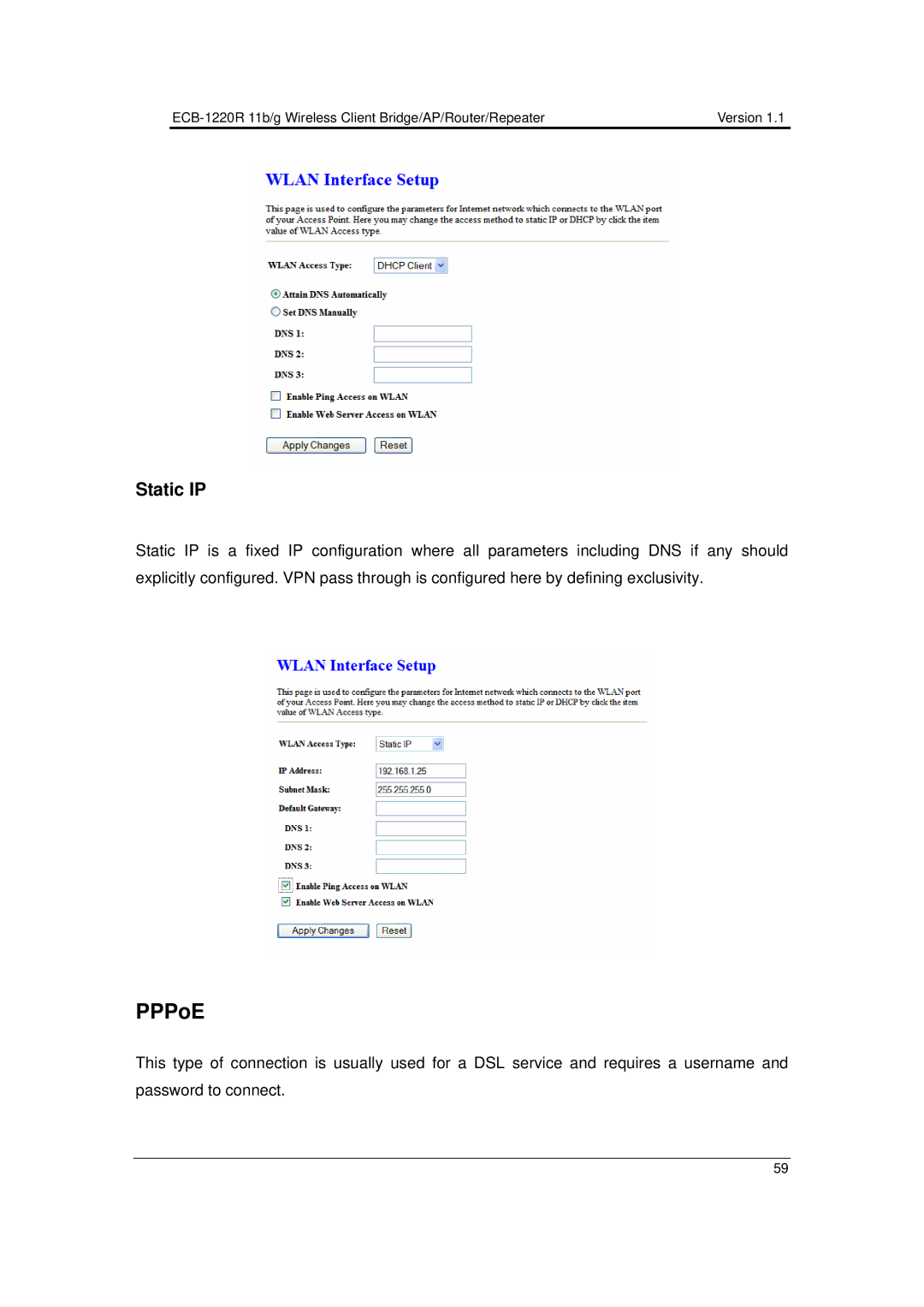 EnGenius Technologies ECB-1220R user manual PPPoE 