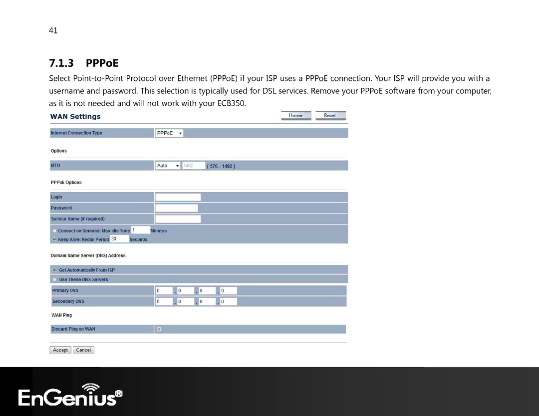 EnGenius Technologies ECB350 manual PPPoE 