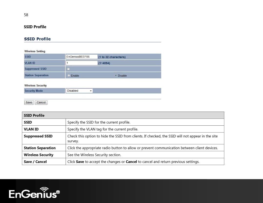 EnGenius Technologies ECB350 manual Ssid Profile 