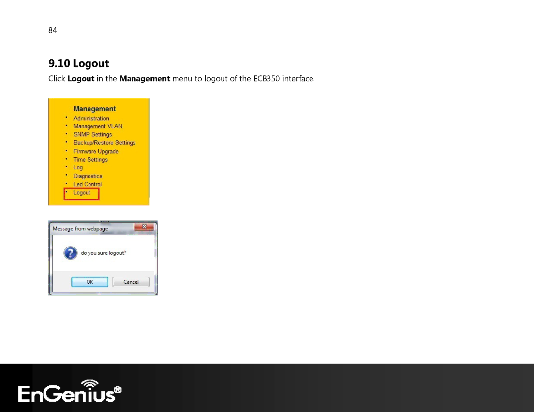 EnGenius Technologies ECB350 manual Logout 