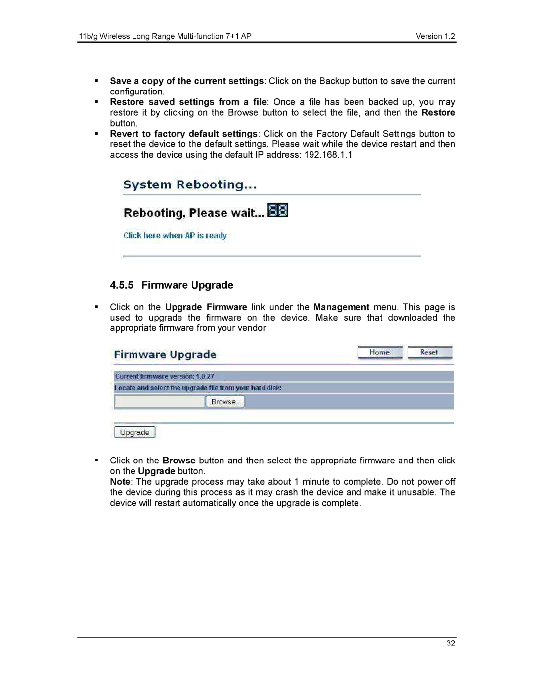 EnGenius Technologies ECB3500 user manual Firmware Upgrade 