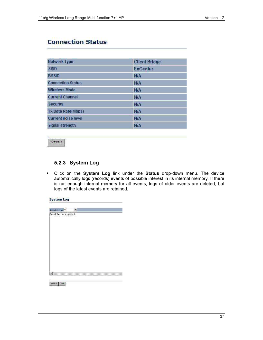 EnGenius Technologies ECB3500 user manual System Log 