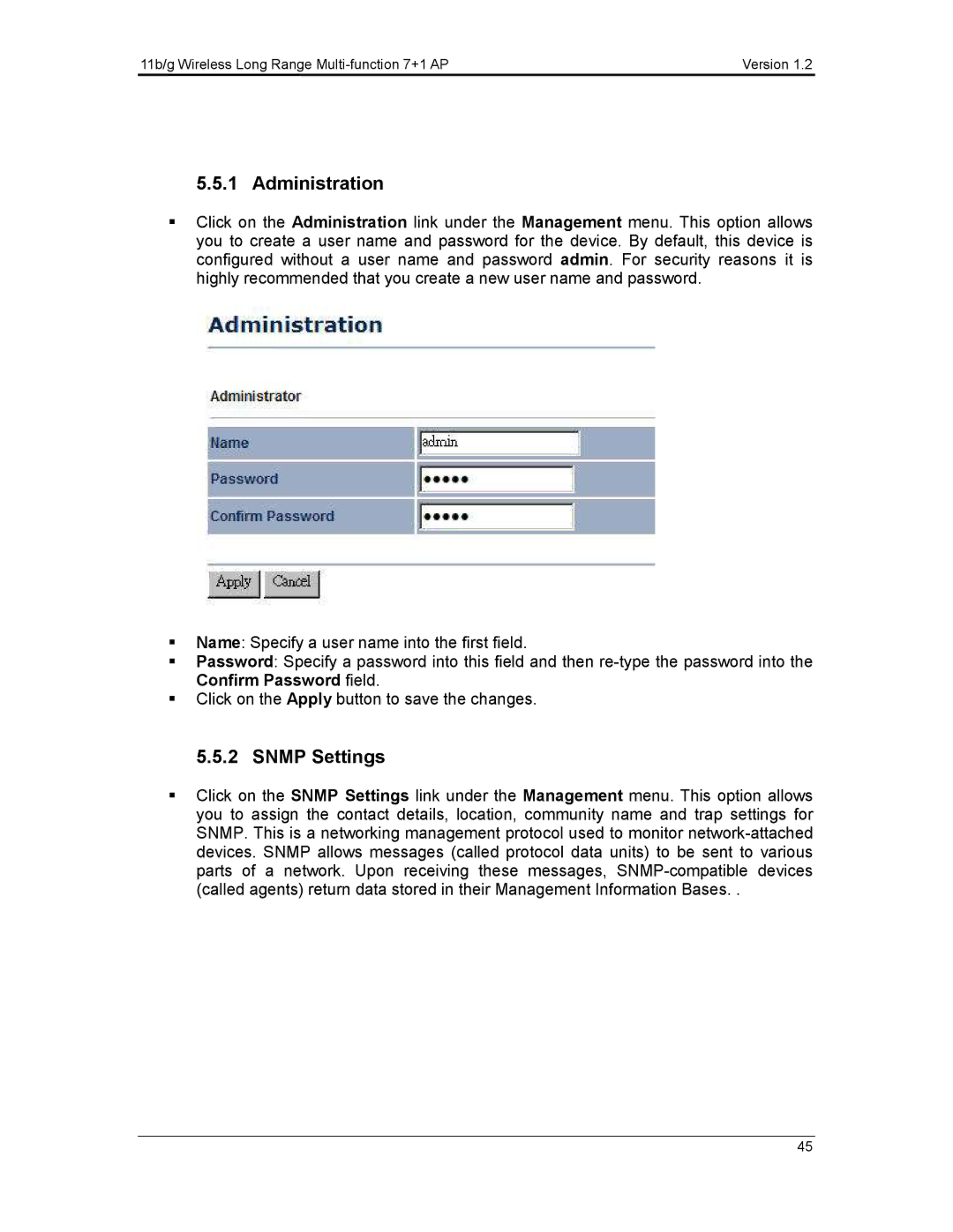 EnGenius Technologies ECB3500 user manual Administration 