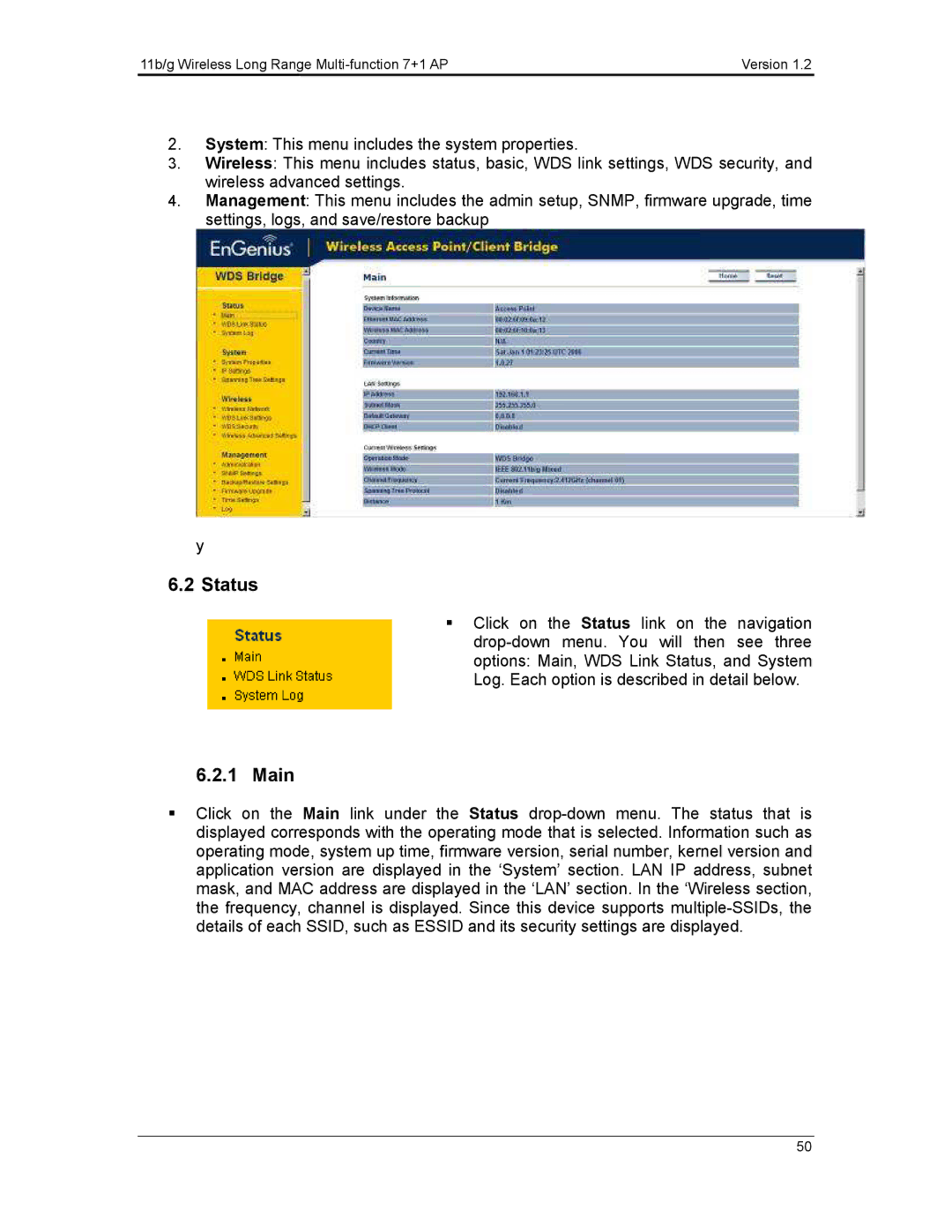 EnGenius Technologies ECB3500 user manual Status 