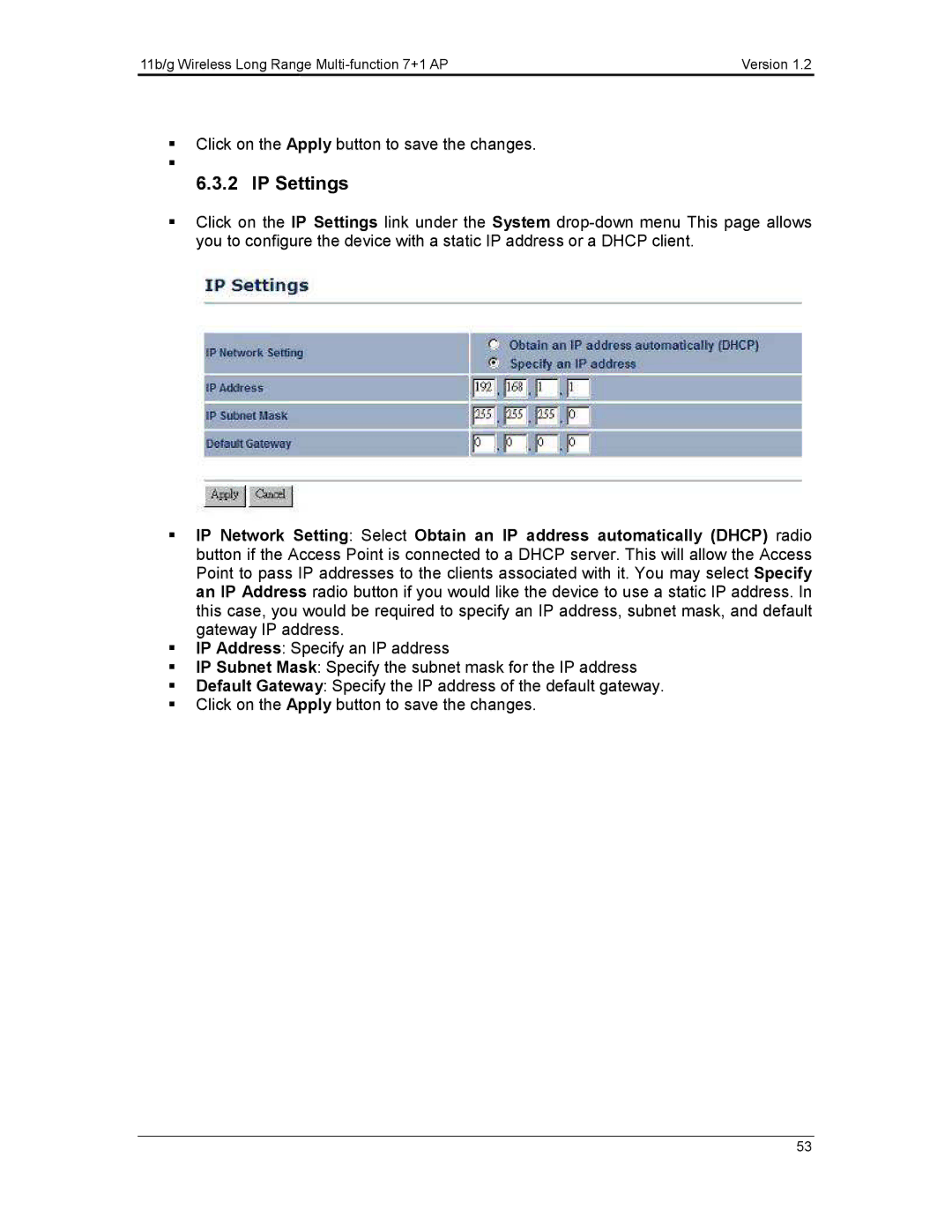 EnGenius Technologies ECB3500 user manual IP Settings 