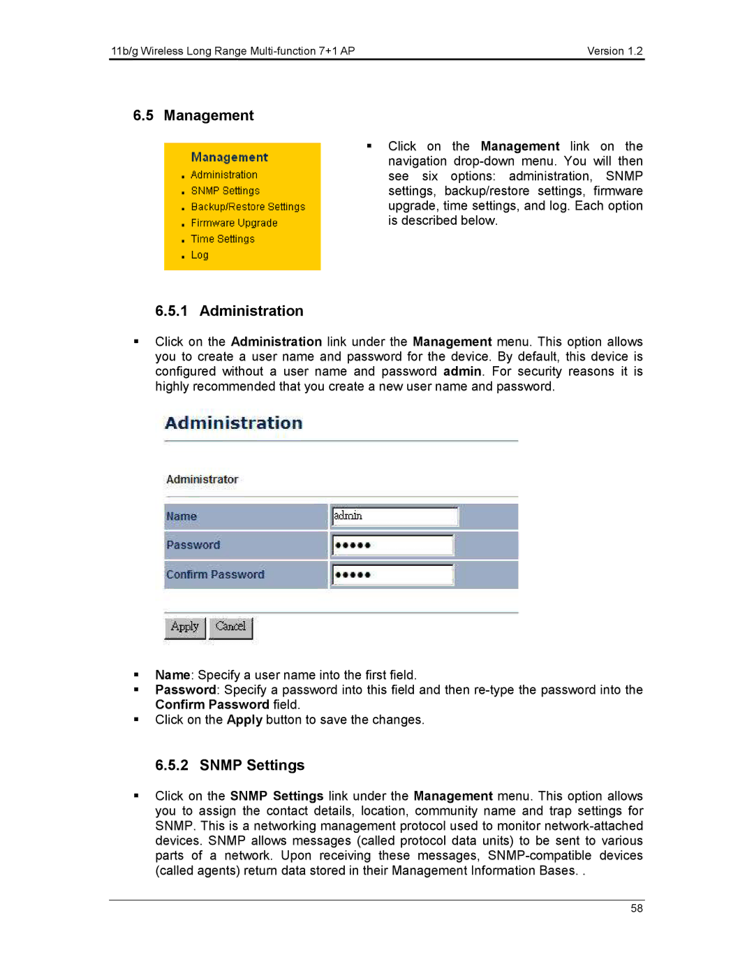 EnGenius Technologies ECB3500 user manual Management 