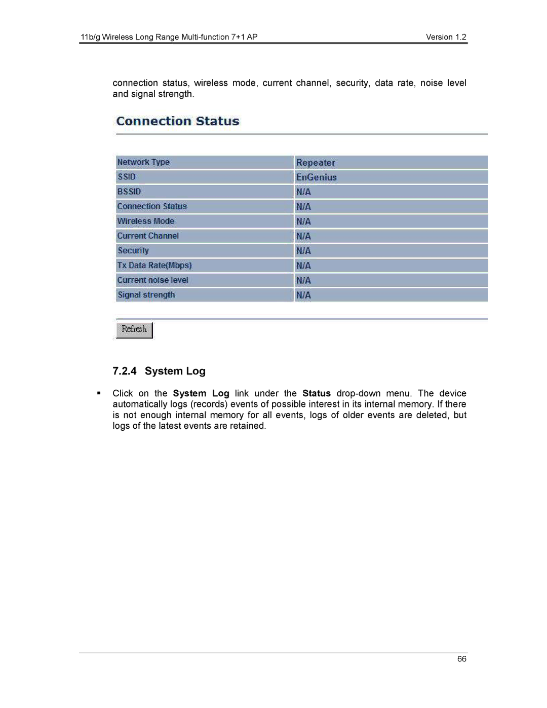 EnGenius Technologies ECB3500 user manual System Log 