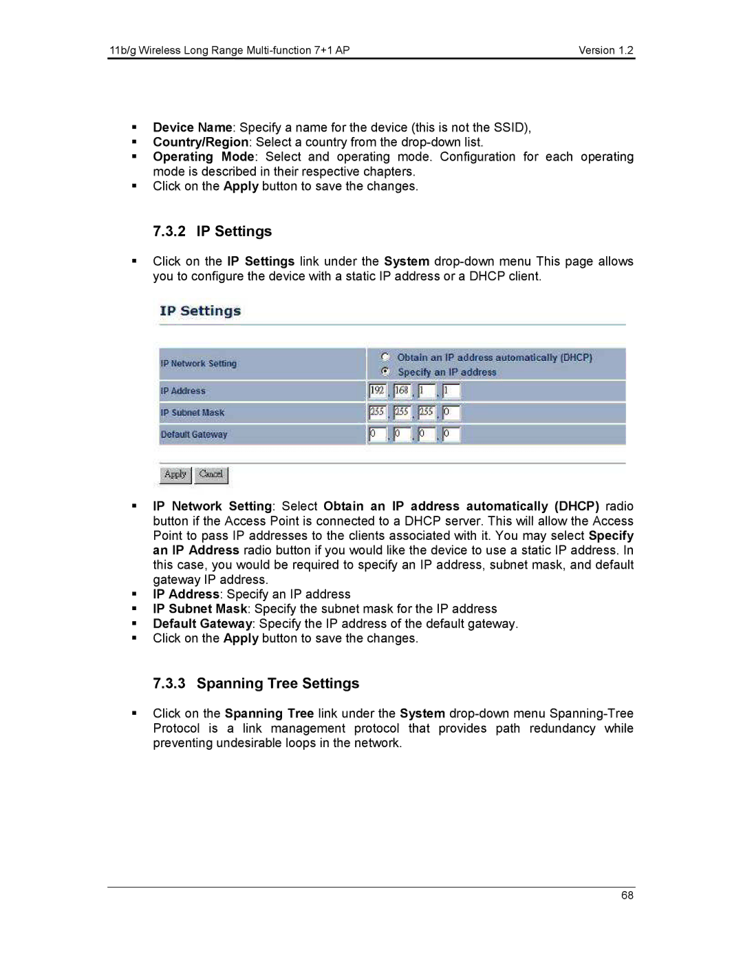 EnGenius Technologies ECB3500 user manual IP Settings 