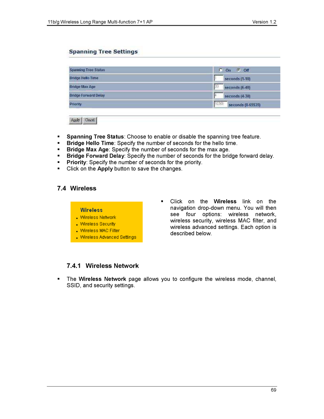 EnGenius Technologies ECB3500 user manual Wireless 