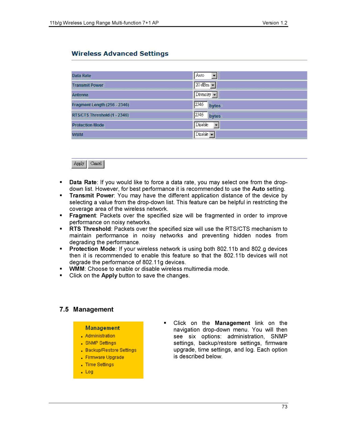 EnGenius Technologies ECB3500 user manual Management 