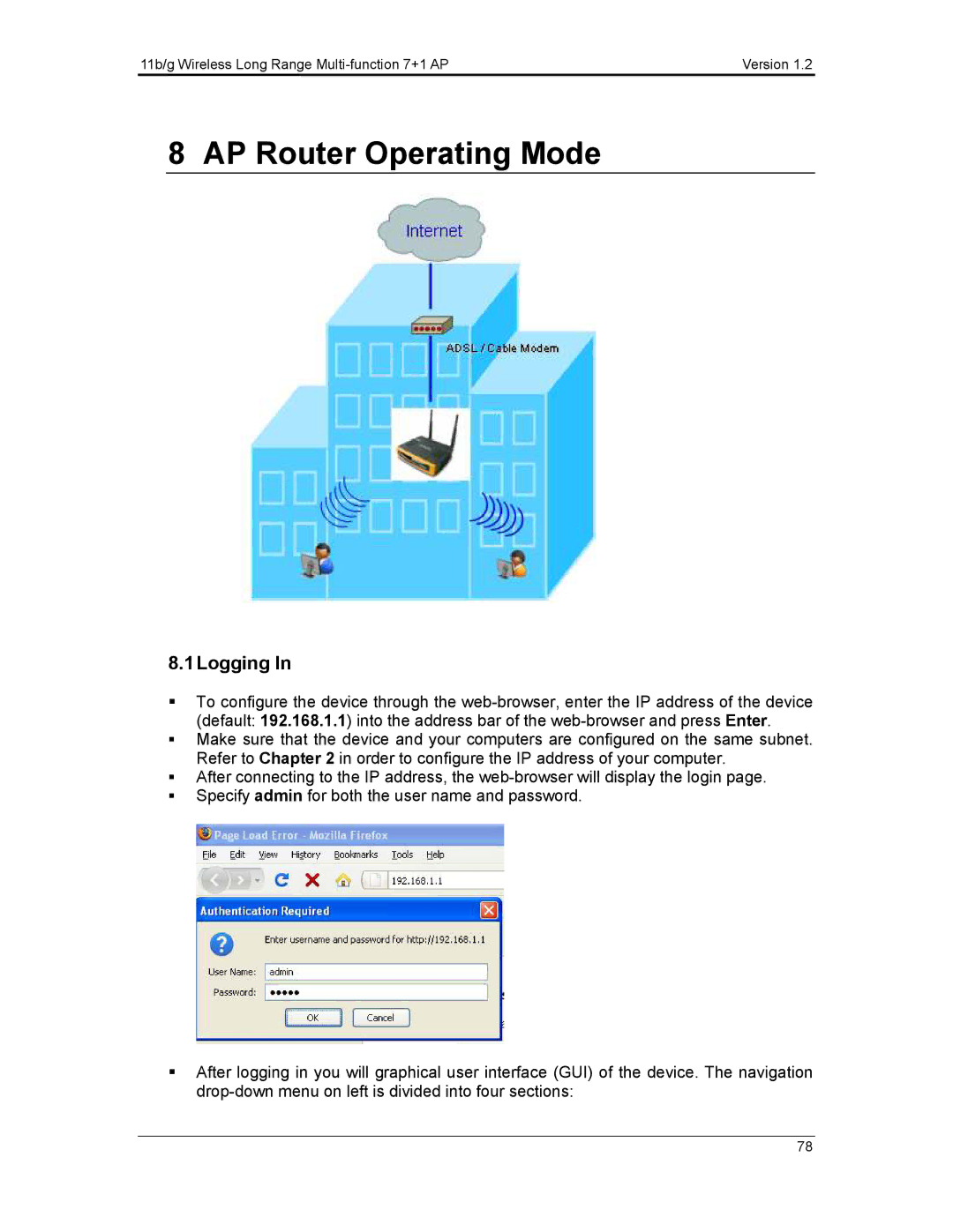 EnGenius Technologies ECB3500 user manual AP Router Operating Mode, 1Logging 